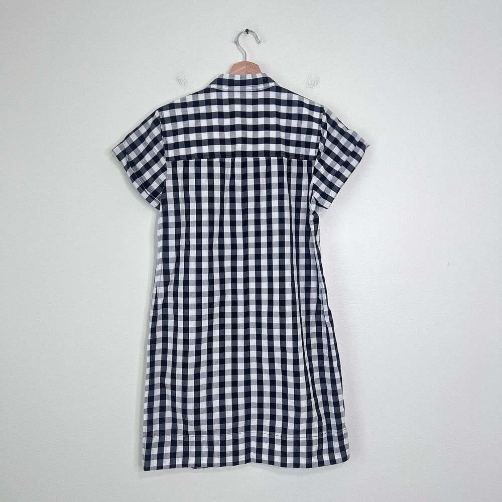 J Crew Black White Gingham Plaid Shirt Dress Button Up Short Sleeve Size S - Picture 5 of 8